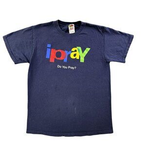 Vintage iPray Shirt Mens Medium Religious Christian Do You Pray Bible 2000S God